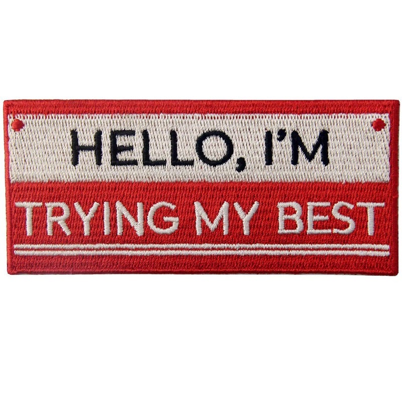 Rocking Planet Hello I'm Trying My Best Biker Patch Embroidered Morale Applique Iron On Sew On Emblem - Image 1